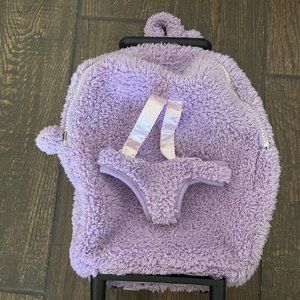 Kids Mini Plush Purple Rolling Backpack